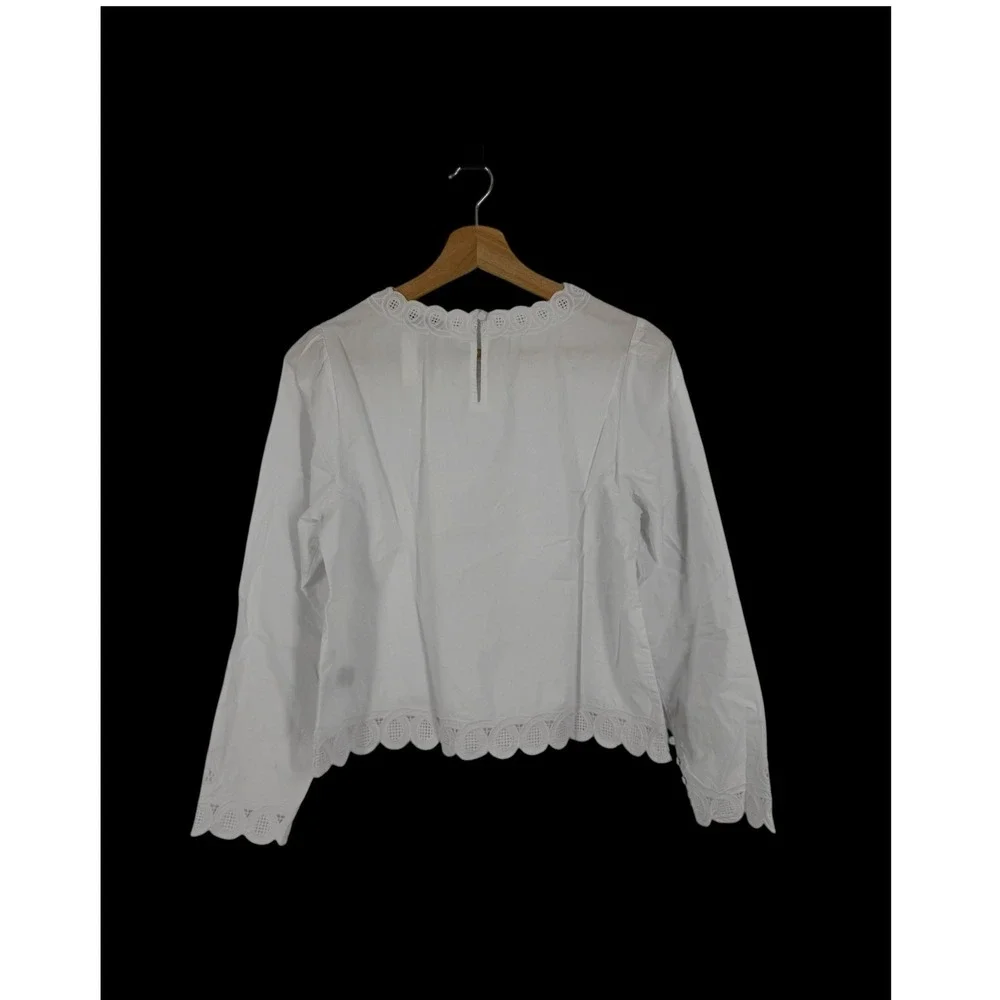 Madewell Embroidered Puff-Sleeve Top in Poplin White Small NEW
